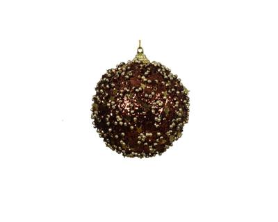 Kerstbal foam 8 cm bruin met gouden details