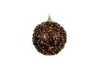 Kerstbal foam 8 cm bruin met gouden details