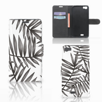 Wiko Lenny Hoesje Leaves Grey - thumbnail