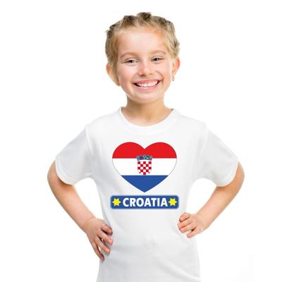 Kroatie Supporters t-shirt - kinderen - hartjes vlag - wit - korte mouwen - sport - kleding