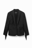 Blazer met jacquard en franjes - BLACK - 44