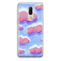 Roze wolken met vogels: OnePlus 6 Transparant Hoesje