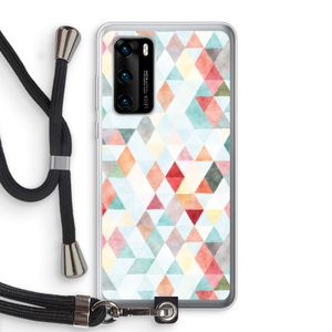 Gekleurde driehoekjes pastel: Huawei P40 Transparant Hoesje met koord