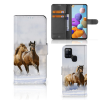 Samsung Galaxy A21s Telefoonhoesje met Pasjes Paarden
