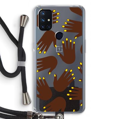 Hands dark: OnePlus Nord N10 5G Transparant Hoesje met koord