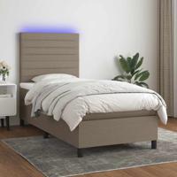 Boxspring met matras en LED stof taupe 90x190 cm