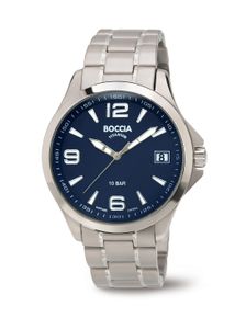 Boccia 3591-03 Horloge titanium zilverkleurig-blauw 41 mm