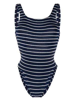 Hunza G maillot de bain rayé à encolure carrée - Bleu