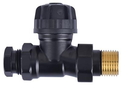 Riko thermostatisch ventiel zonder knop 1/2 recht+adaptor mat-zwart
