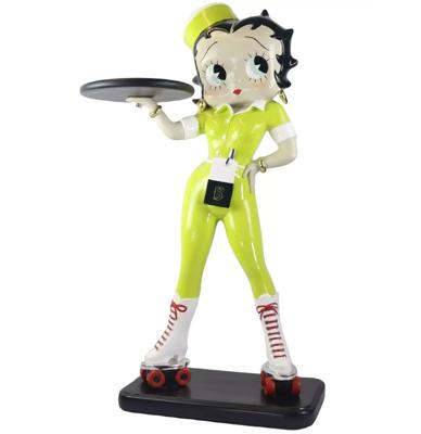 Betty Boop Serveerster Beeld op Rolschaatsen - Gele Outfit (91,5 cm)