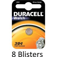 8 stuks (8 blisters a 1 st) Duracell Knoopbatterij 394 Sbl1 - thumbnail