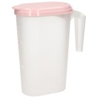 Plasticforte Waterkan - Sapkan - transparant/roze - met deksel - 1.6 liter - kunststof