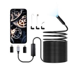 VEVOR Endoscoopcamera 1920P HD Inspectiecamera voor Android iOS met 15m kabel