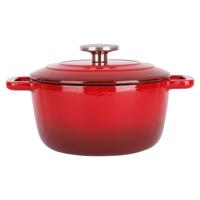 Braadpan/stoofpan - gietijzer/emaille - 2.7 liter - 20 x 10 cm - rood - stoofpotten/stoofvlees Braadpan/stoofpan - gietijzer/emaille - 2.7 liter - 20 x 10 cm - rood - stoofpotten/stoofvlees