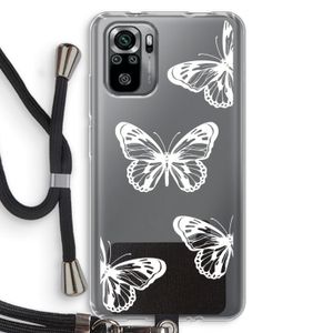 White butterfly: Xiaomi Redmi Note 10S Transparant Hoesje met koord