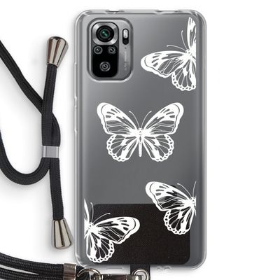 White butterfly: Xiaomi Redmi Note 10S Transparant Hoesje met koord