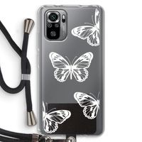 White butterfly: Xiaomi Redmi Note 10S Transparant Hoesje met koord