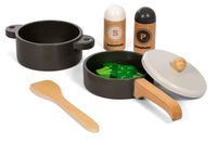 Mamamemo pannenset junior 9 cm hout donkergrijs 8 delig - thumbnail
