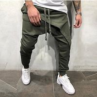 Voor heren Jogger Broek zakkerig Vrijetijdsbroek Trekkoord Elastische taille Effen Kleur Comfort Ademend Volledige lengte Dagelijks Streetwear Modieus Klassiek Ruim Passend Leger groen Zwart Lightinthebox