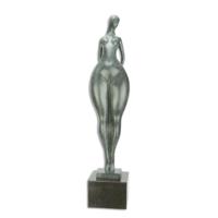 A MODERNIST BRONZE SCULPTURE OF AFEMALE NUDE