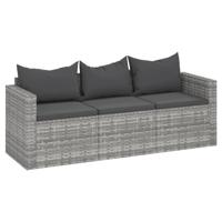 The Living Store Tuinbank - PE-rattan - Grijs - 176 x 64 x 60.5 cm