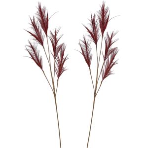 House of SeasonsA pluimgras losse steel/tak - 2x - bordeaux rood - 98 cm - decoratie kunst pluimen - Kunstplanten