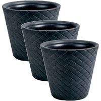 3x Stuks kunststof Matuba rotan bloempotten/plantenpotten antraciet 40 cm