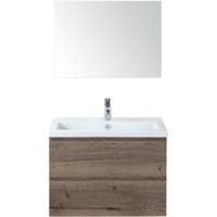 Vogue Badmeubelset 80 cm - Greeplijst in Kleur - Tabacco - Keramische Wastafel Wit 1 Kraangat met Spiegel