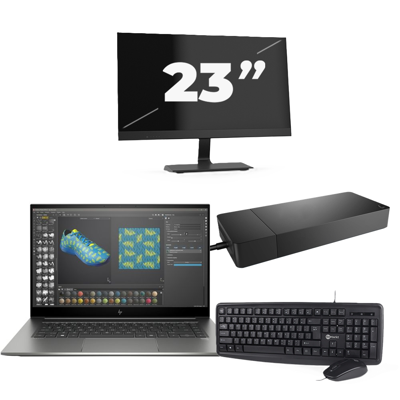 HP ZBook Studio G7 - Intel Core i7-10e Generatie - 15 inch - 16GB RAM - 256GB SSD - Windows 11 + 1x 23 inch Monitor