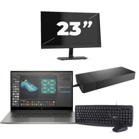 HP ZBook Studio G7 - Intel Core i7-10e Generatie - 15 inch - 16GB RAM - 256GB SSD - Windows 11 + 1x 23 inch Monitor