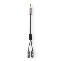 Stereo-Audiokabel | 3,5 mm Male - 2x 3,5 mm Female | Gun Metal Grey | Gevlochten kabel