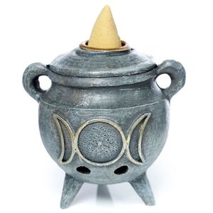 Backflow Wierook Houder Hekstenketel &apos;Triple Moon&apos; (7.5 cm)