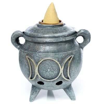 Backflow Wierook Houder Hekstenketel &apos;Triple Moon&apos; (7.5 cm)
