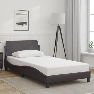 Bedframe met hoofdbord kunstleer grijs 100x200 cm