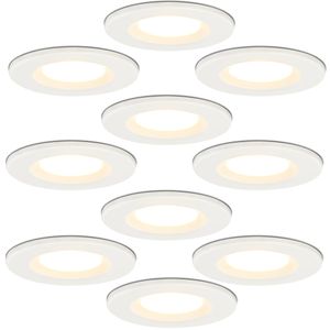 Set van 10 Inbouwspots - Dimbaar - 6 Watt - 2700K Warm wit licht - IP65 waterdicht - Plafondspot wit - Venezia