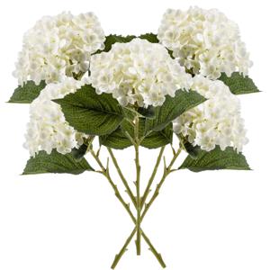 Kunstbloem Hortensia tak - 5x - Annabelle - 52 cm - creme - Kunst zijdebloem - Hydrangea