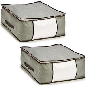 Opbergtas/beschermhoes beddengoed/kleding - 2x - grijs - 45 x 45 x 20 cm