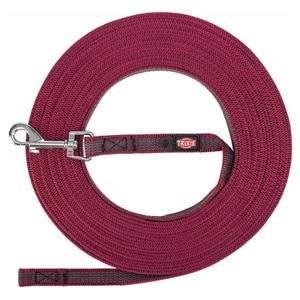 TRIXIE HONDENRIEM SLEEPLIJN MET RUBBER ANTI SLIP SANGRIA ROOD S/M 5 MTR X 1,5 CM