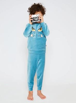 Charlie Choe velours jongens pyjama - Monster - Warme winter kinder pyjama