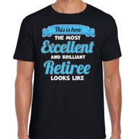 Cadeau/verkleed T-shirt heren - zwart/blauw - Pensioen - leukste collega - afscheid Cadeau/verkleed T-shirt heren - zwart/blauw - Pensioen - leukste collega - afscheid