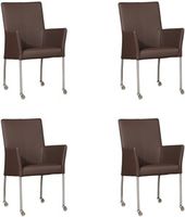 Set van 4 Bruine leren moderne eetkamerstoelen Comfort - Toledo Leer Espresso (bruin leer) Set van 4 Bruine leren moderne eetkamerstoelen Comfort - Toledo Leer Espresso (bruin leer)