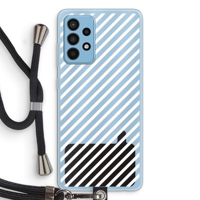 Strepen zwart-wit: Samsung Galaxy A52 Transparant Hoesje met koord