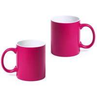 Koffiemok en Drinkbeker Allegra - 10x - roze/wit - 350 ml - Keramiek - Mokken