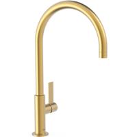 Wastafelkraan Tres Project | Opbouw | Draaibare uitloop | Mengkraan | Hoog model | 1-hendel | Rond | 24k Goud mat