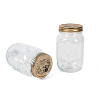 2x transparante bewaarbussen met schroefdop van glas 1 liter - Voorraadpot - thumbnail