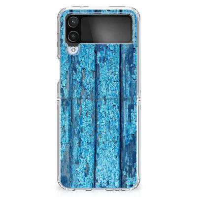 Samsung Galaxy Z Flip 4 | Bumper Hoesje | Wood Blue