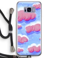 Roze wolken met vogels: Samsung Galaxy S8 Transparant Hoesje met koord
