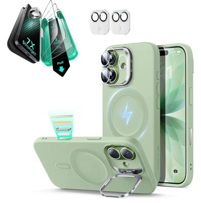 iPhone 17 Cloud Soft Magnetic Case (Camera Control, Stash Stand) Armorite Protection Bundle - Sage Green