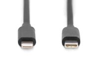 Digitus USB-kabel USB 2.0 Apple Lightning stekker, USB-C stekker 1.00 m Zwart Flexibel, Afgeschermd, Met USB AK-600434-006-S - thumbnail