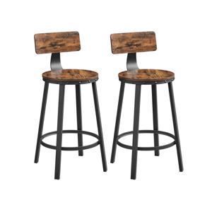 Set van 2 barstoelen industrieel design, Vintagebruin + zwart / 50,6 x 62,5 cm